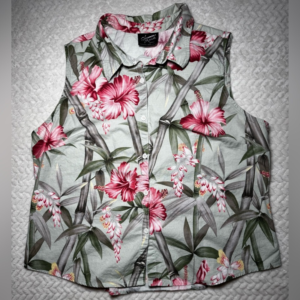 Vintage Shannon Marie Genuine Hawaiian Sleeveless Cotton Top XXL Made in USA